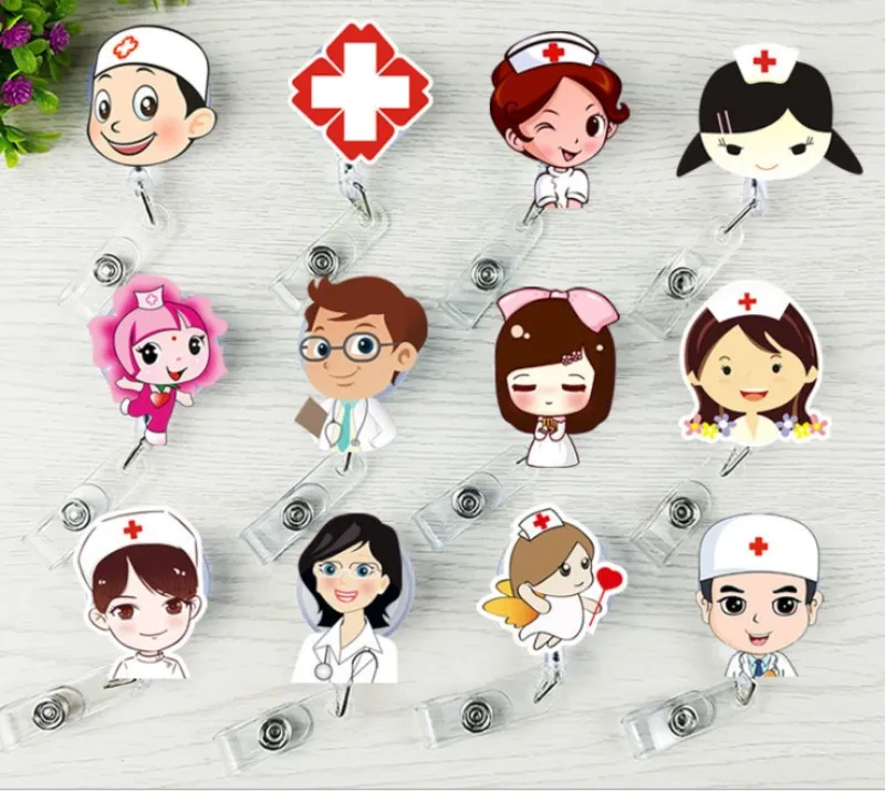 porte-badge pour étudiant bureau Dibiao Enrouleur de badge multifonctionnel durable infirmière rétractable motif dessin animé 